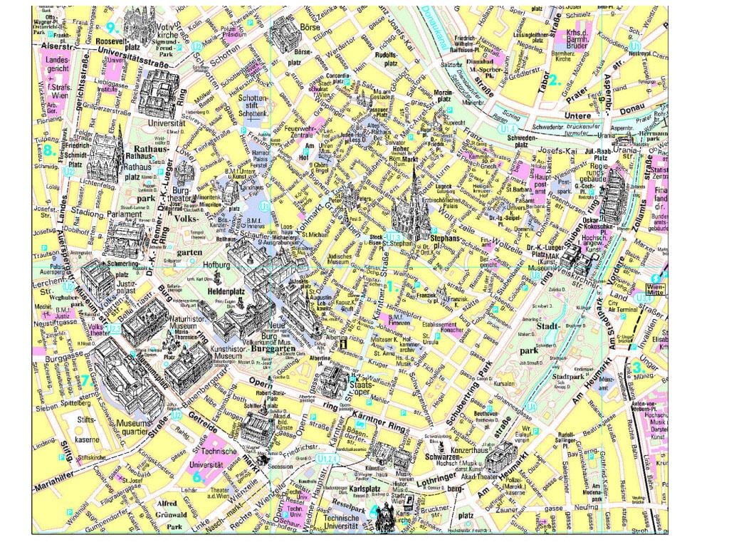 维也纳景点的地图