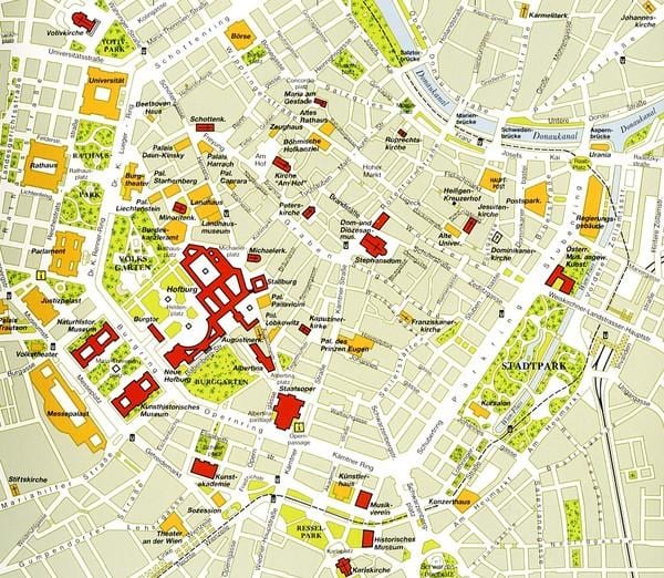 维也纳的历史性中心的地图