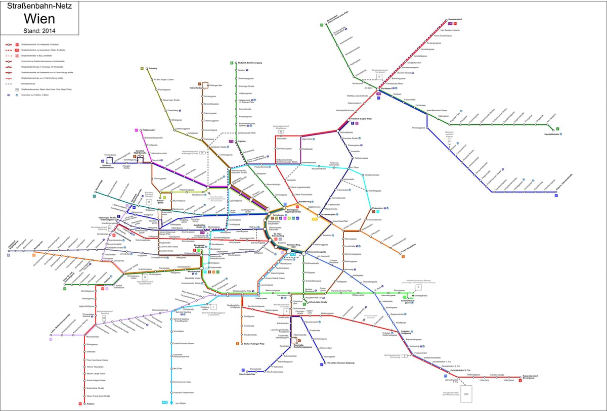 维也纳strassenbahn地图