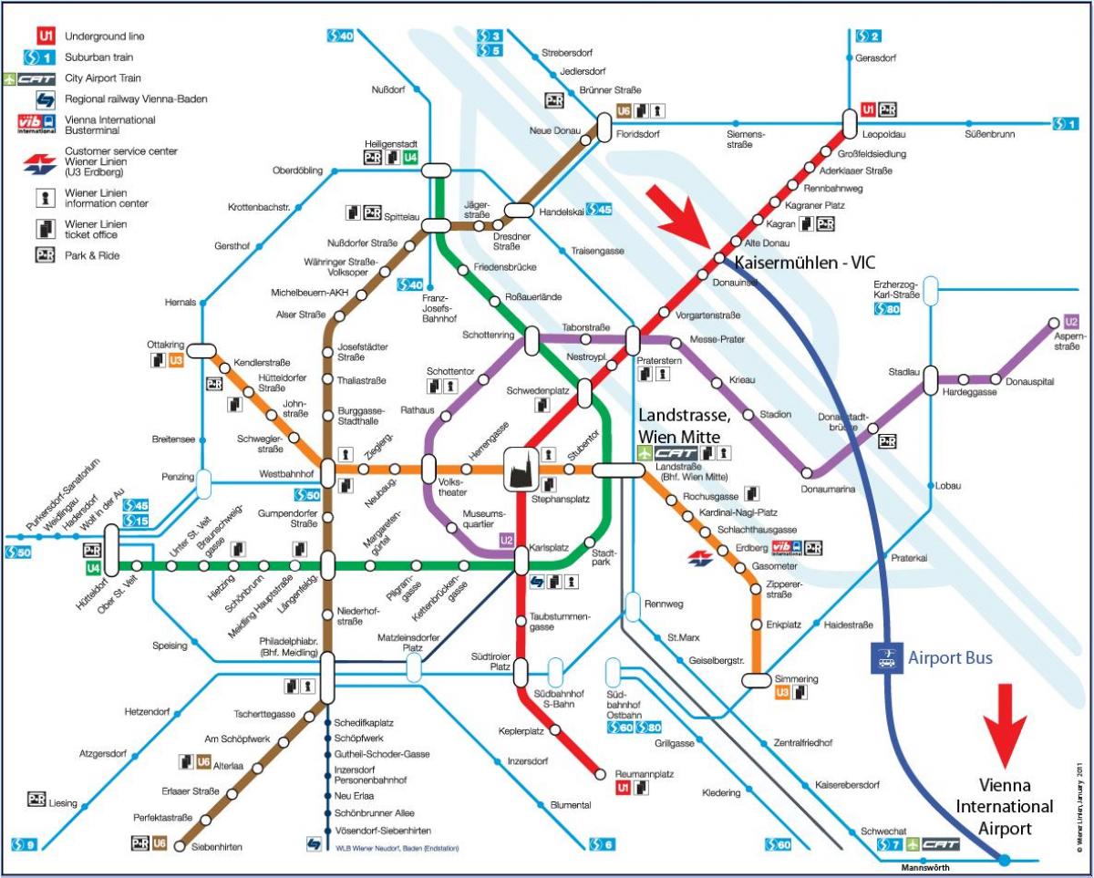 地图Wien mitte站