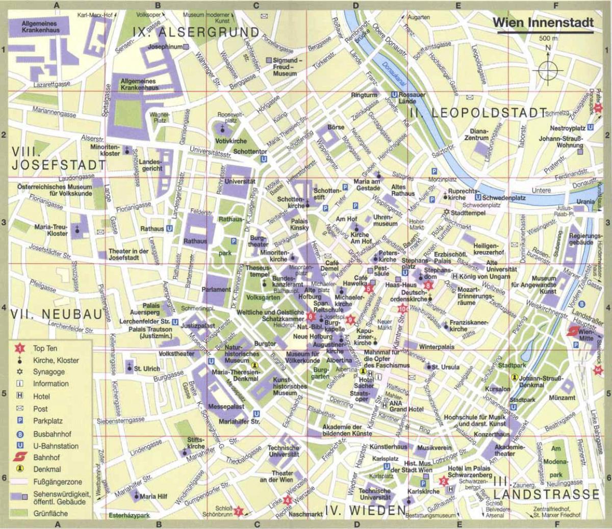 维也纳市的旅游地图
