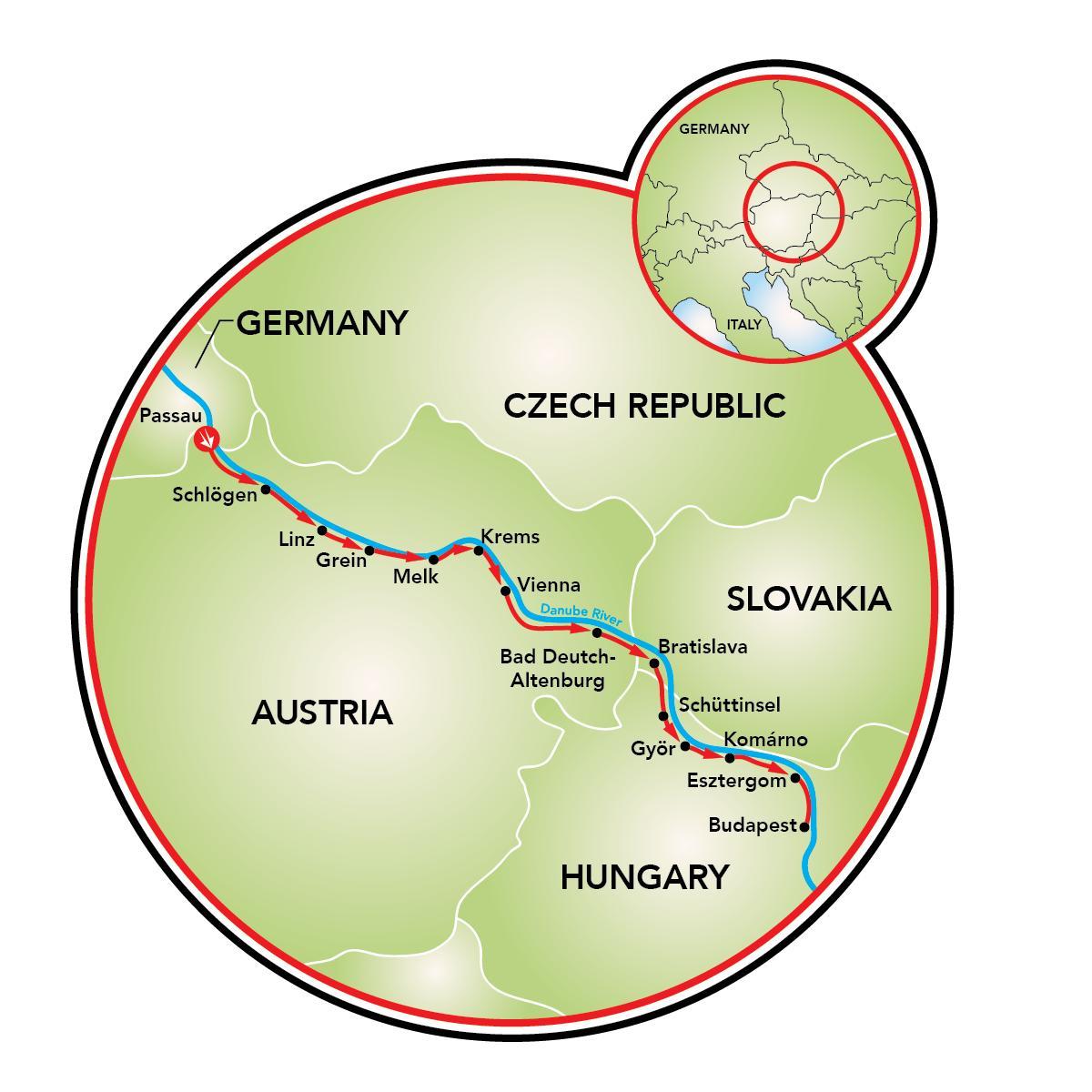 帕萨维也纳的自行车的地图