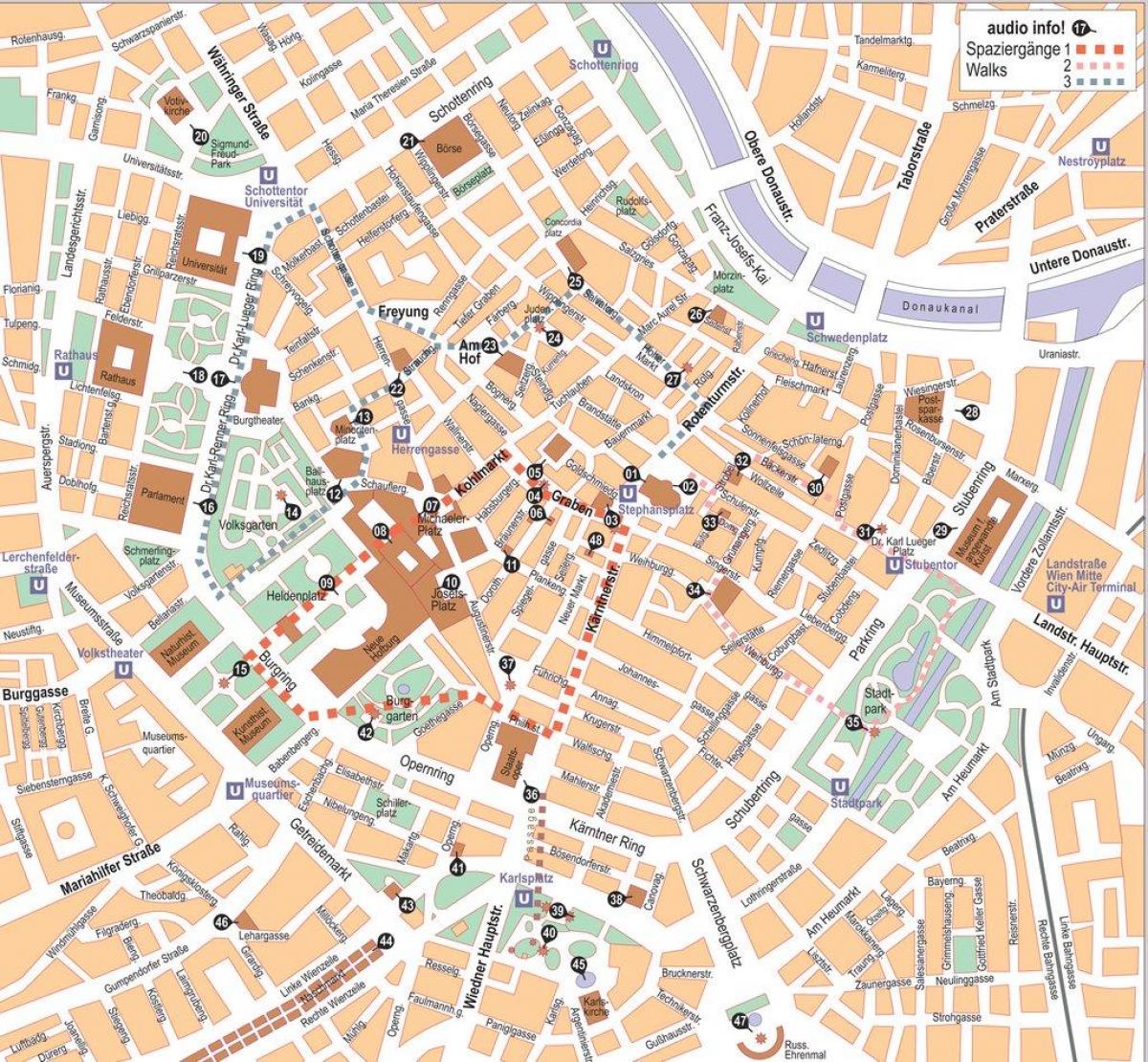 奥地利维也纳市中心的地图