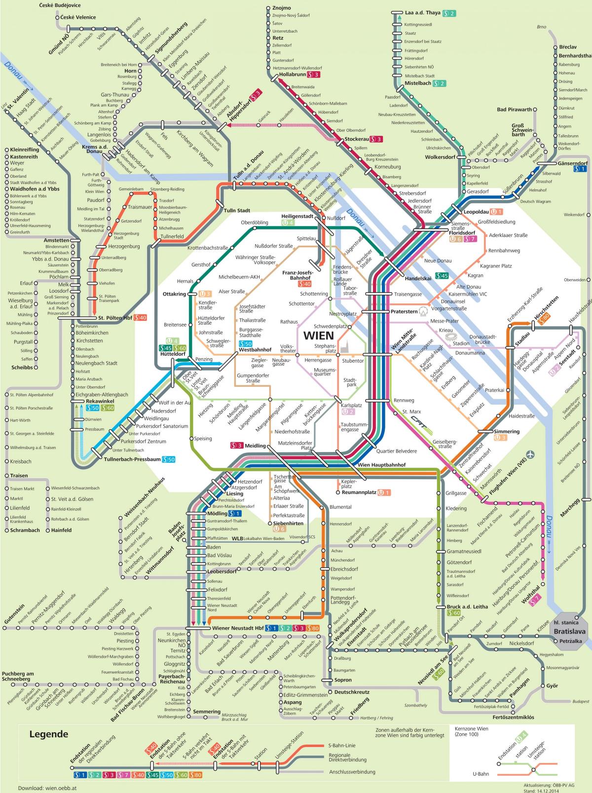维也纳的城市交通地图