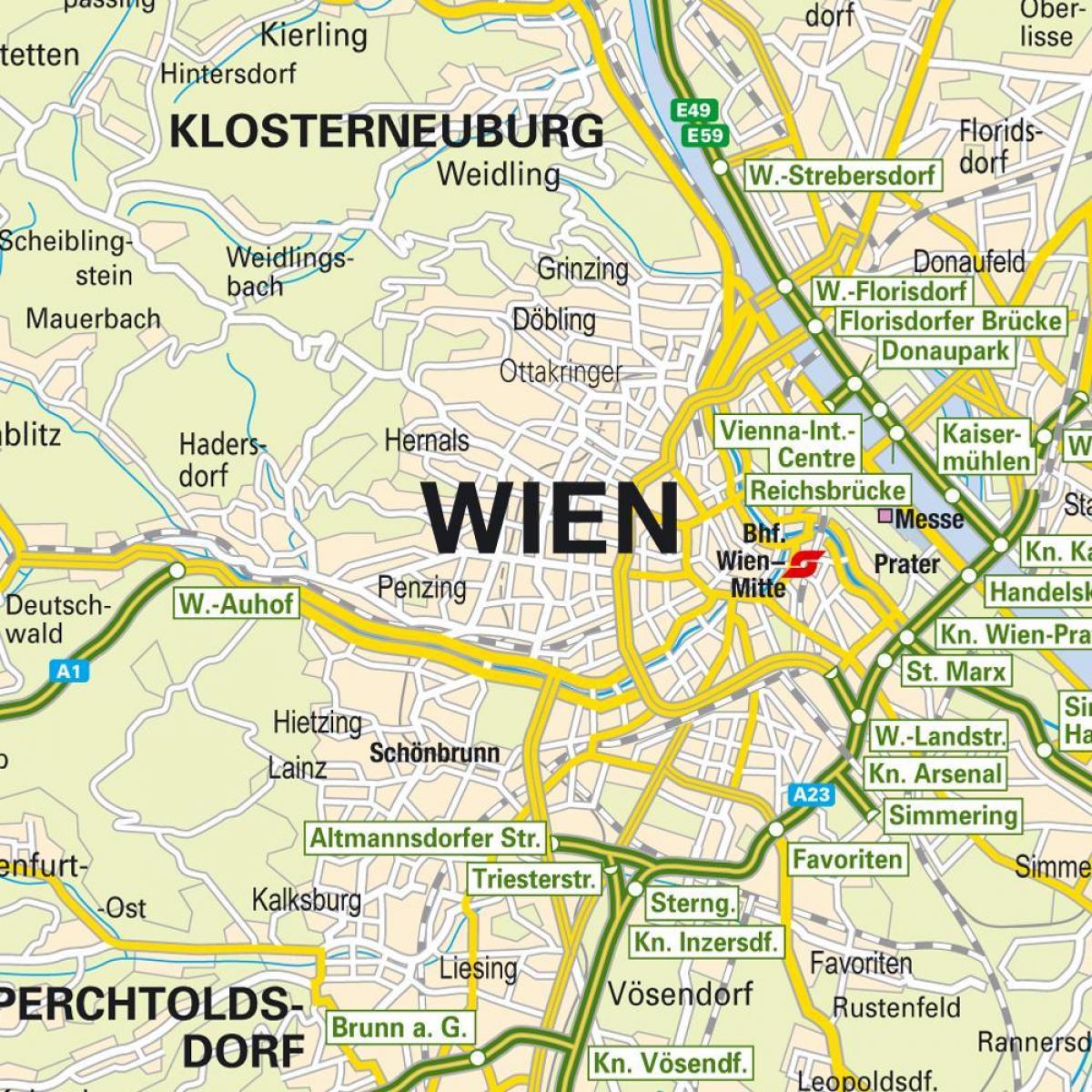 地图显示出维也纳